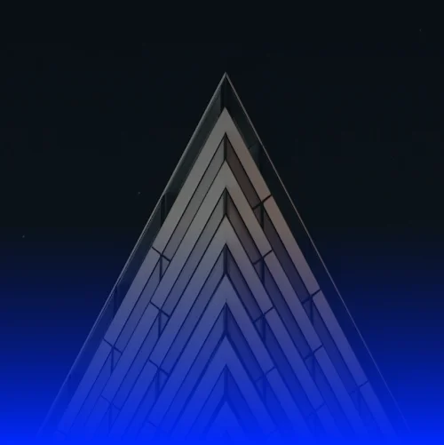 Abstract white tiles with a central magnifying glass icon