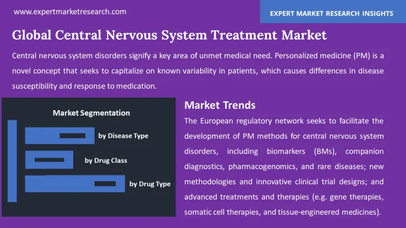 central nervous system treatment market by segments